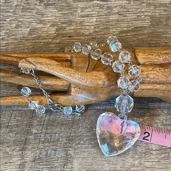 Vintage Elegant Lightweight Heart Pendant Necklace 12” SO SPARKLY 💫 - Picture 8 of 16